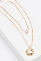 Gold Tone Two Layer Dome Sparkle Chain Necklace