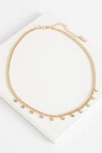 Gold Tone Disc Short Necklace