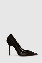 Reiss Black Dahlia Leather Sheer Court Shoes