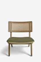 Soft Velvet Sage Green Bronx Rattan Frame Bodhi Wooden Accent Chair