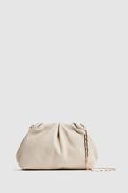 Reiss Off White Elsa Nappa Leather Clutch Bag