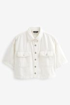 White Cropped Denim Shirt