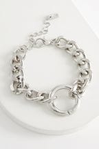 Silver Tone Chunky Chain Circle Bracelet