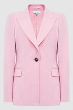 Reiss Pink Blair Petite Single Breasted Wool Blend Blazer