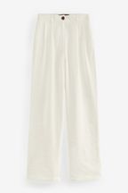 White Tailored Elastic Back Wide Leg Trousers