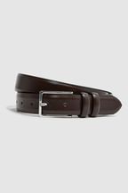 Reiss Chocolate Dante Smooth Leather Belt