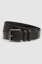 Reiss Black Lucas Grained Leather Belt