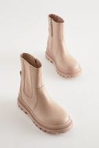 Nude Pink Chunky Chelsea Sock Boots