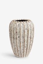 Natural Ribbed Reactive Organic Ceramic Textured Flower Vase