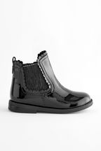 Black Patent Leather Standard Fit (F) Scallop Chelsea Boots