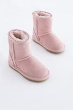 Faux Fur Lined Water Repellent Pull-On Suede Boots