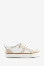 White Standard Fit (F) Elastic Lace Touch Fastening Chevron Trainers