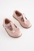 Pink Standard Fit (F) Bow T-Bar Shoes