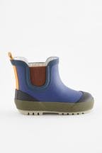 Navy Blue Colourblock Warm Lined Ankle Wellies