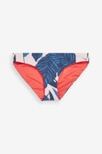 Blue Leaf/Coral Pink Reversible High Leg Bikini Bottoms
