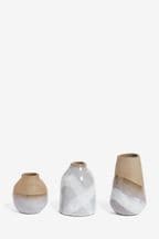 Set of 3 Natural Reactive Glaze Textured Vases