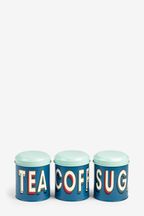 Set of 3 Teal Blue Retro Storage Tins