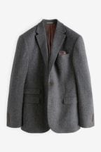 Charcoal Grey Slim Fit Signature Moons British Fabric Textured Suit Jacket
