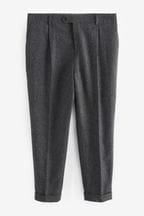 Charcoal Grey Relaxed Fit Signature Moons British Fabric Textured Suit Trousers