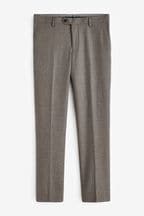 Taupe Tailored Fit Signature Barberis Italian Fabric Wool Flannel Suit Trousers