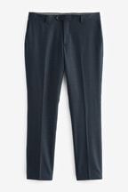 Navy Blue Slim Fit Signature Cerruti Wool Check Suit Trousers