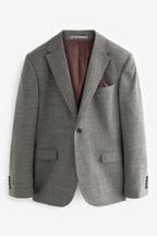 Grey Slim Fit Signature Marzotto Italian Fabric Textured Suit Jacket