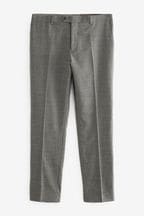 Grey Slim Fit Signature Marzotto Italian Fabric Textured Suit: Trousers