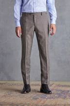 Taupe Slim Fit Signature Marzotto Italian Fabric Textured Suit: Trousers