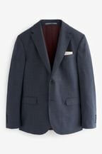 Navy Slim Fit Signature Marzotto Italian Fabric Textured Suit Jacket