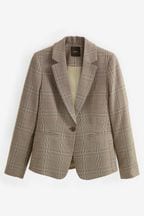 Natural Check Tailored Single Breasted Blazer