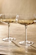 Set of 2 Natural Smoked Kya Champagne Saucers