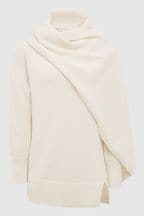 Reiss Cream Layton Shawl Collar Knitted Top