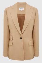 Reiss Light Camel Leya Single Breasted Blazer