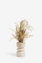 Natural Artificial Dried Floral In Marble Effect Textured Vase