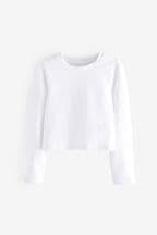 White Long Sleeve Boxy Cropped T-Shirt (3-16yrs)