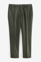 Green Slim Fit Trimmed Donegal Suit: Trousers