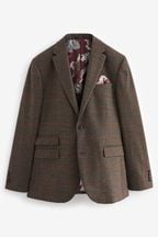 Brown Slim Check Suit: Jacket