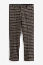 Brown EDIT Geometric Slim Fit Suit: Trousers