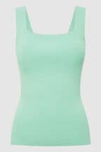 Reiss Mint Tamara Square Neck Ribbed Vest