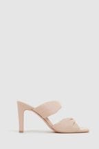Reiss Nude Eliza Slip on Leather Sandal Heels