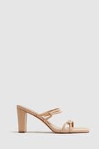 Reiss Almond Emmy Leather Strappy Block Heels