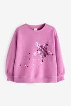 Pink Sequin Star Sequin Crew Sweatshirt Top (3-16yrs)