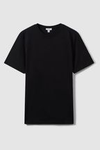 Reiss Black Bless Marl Cotton Marl Crew Neck T-Shirt