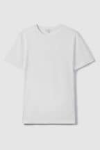 Reiss White Bless Marl Cotton Marl Crew Neck T-Shirt