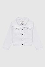 Reiss White Nala Senior Sparkle Stripe Denim Jacket
