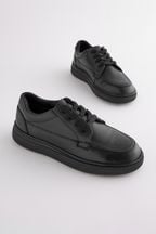 Black Leather Lace-Up School Shoes
