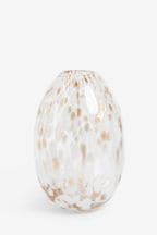 White/Gold White and Gold Glass Medium Confetti Flower Vase