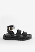 Black Forever Comfort® Chunky Sandals With Ankle Strap