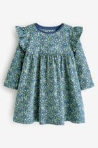 Blue Ditsy Long Sleeve Jersey Dress (3mths-7yrs)