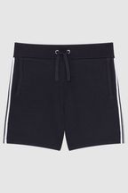 Reiss Navy Colton Senior Side Stripe Drawstring Shorts